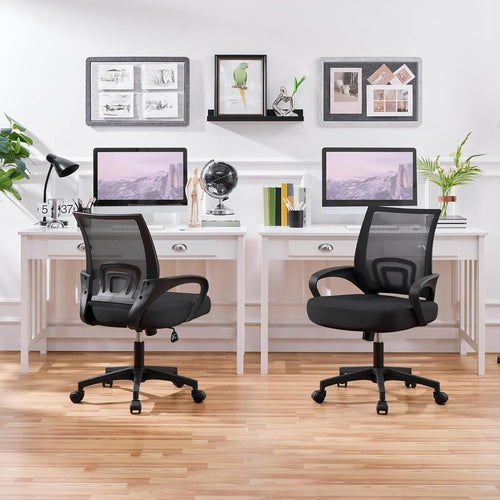 Office Chair Mid Back Swivel Lumbar Support Desk Chair, Height