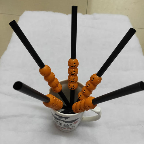 5 Pcs Phantom Straws Halloween Pumpkin Straw