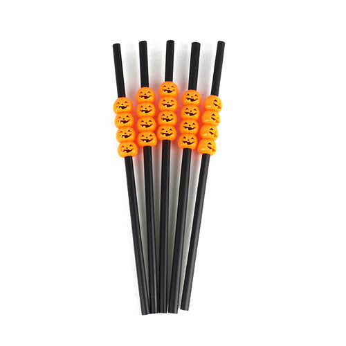 5 Pcs Phantom Straws Halloween Pumpkin Straw