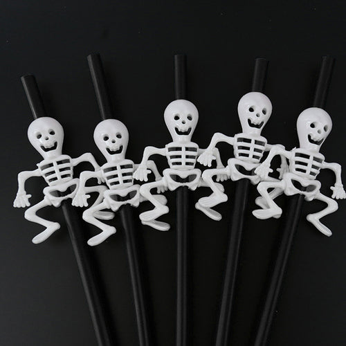 5 Pcs Phantom Straws Halloween Skull Straw