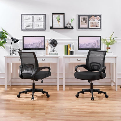 Office Chair Mid Back Swivel Lumbar Support Desk Chair, Height