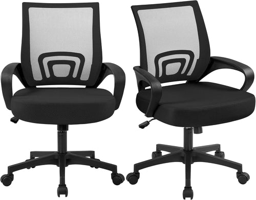 Office Chair Mid Back Swivel Lumbar Support Desk Chair, Height